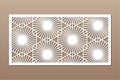 Decorative card for cutting. Recurring linear geometric mosaic pattern. Laser cut. Ratio 1:2. Vector illustration